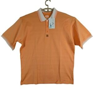 Red Jacket Polo Shirt Mens L Orange St Andrews Links Patch Pique Cotton